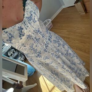 Floral Blue and White Dress